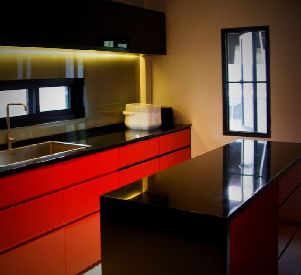 Mid-sized minimalist kitchen photo in Denver