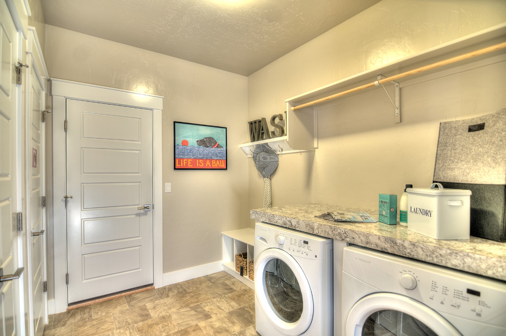 Design ideas for a contemporary laundry room in Boise.