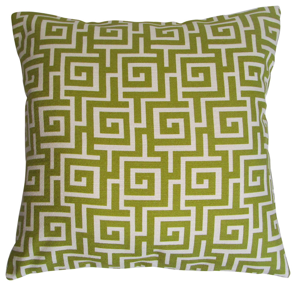 Green Geometric Greek Key Pillow Cover Set