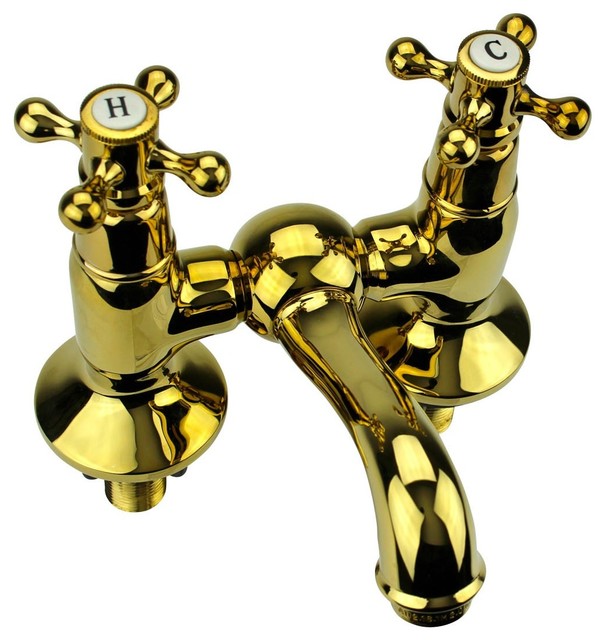 Brass Bath Tub Faucet Antique 2 Cross Handle Bridge Faucet 4 Centerset   Home Design 