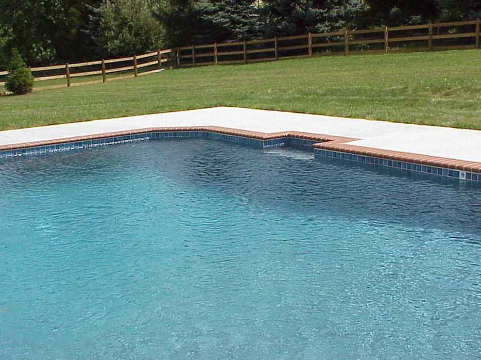 Inspiration for a mid-sized backyard concrete paver and rectangular lap pool remodel in Baltimore