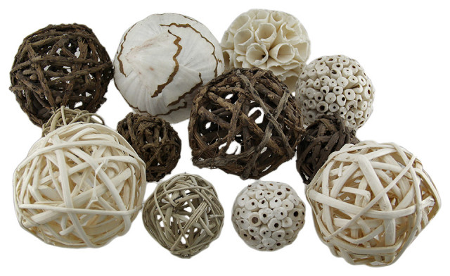 18 Pc. Exotic Dried Organic Decorative Spheres Natural Brown