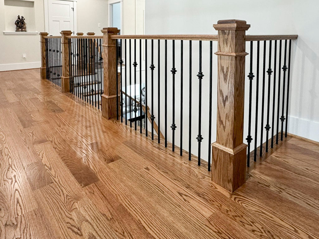 117_Distinct Oak Staircase with Iron Balusters & Oak Rail Profile, Chantilly VA
