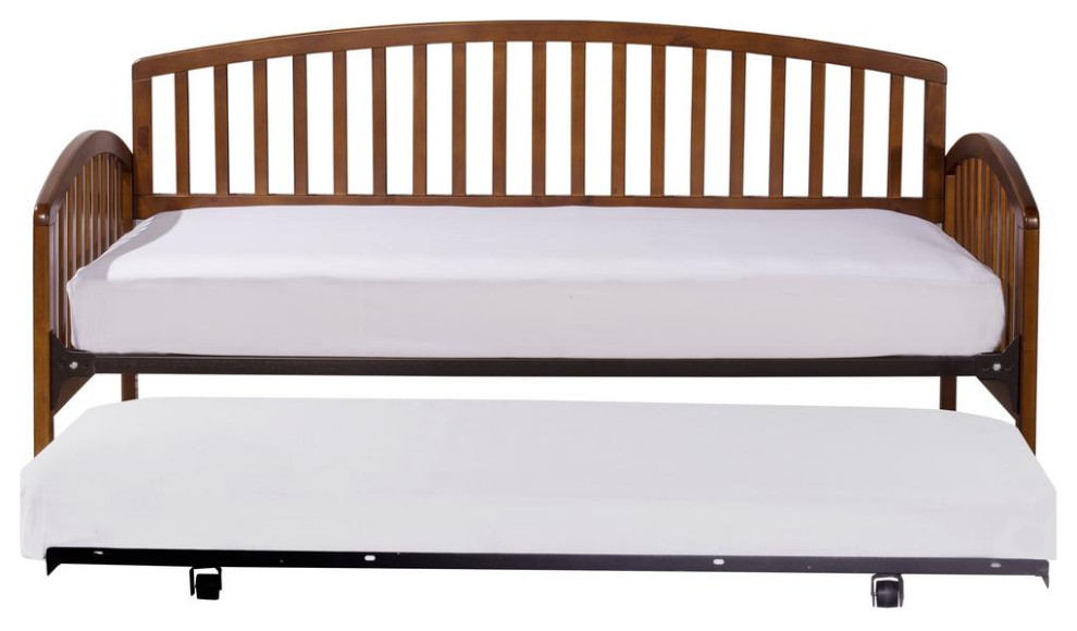 Carolina Daybed With Suspension Deck and Roll Out Trundle Unit, Walnut