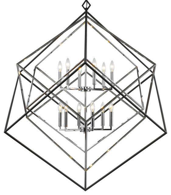 Z-Lite 457-12 Euclid 12 Light 48"W Two Tier Nexted Cube - Chrome / Matte Black