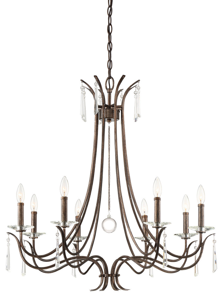 Park Harbor PHHL6258 8 Light 32" Wide Taper Candle Chandelier with Crystal Acce