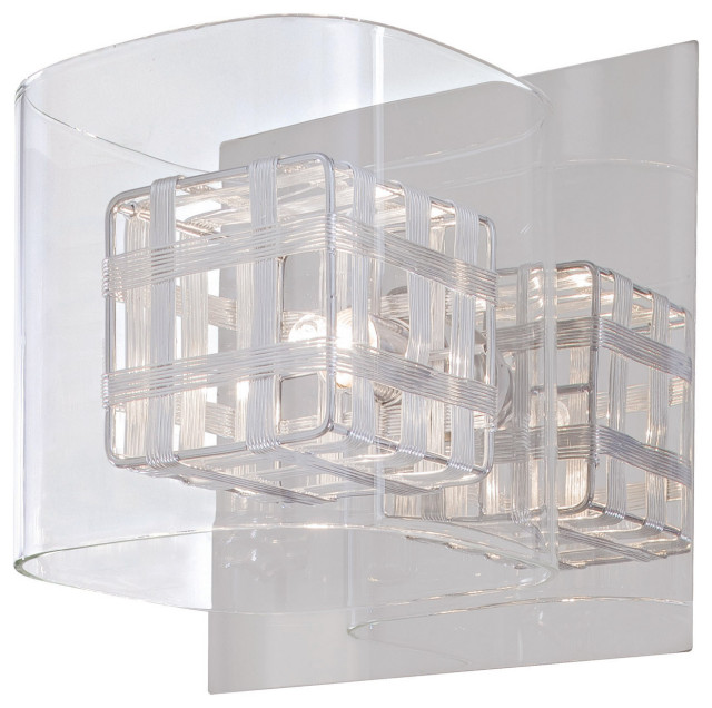 Jewel Box 1 Light Bathroom Vanity Light in Chrome Contemporary