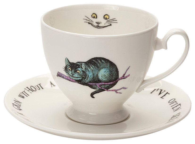 Cheshire Cat Teacup and Saucer Traditional Tea Cups by Mrs Moore