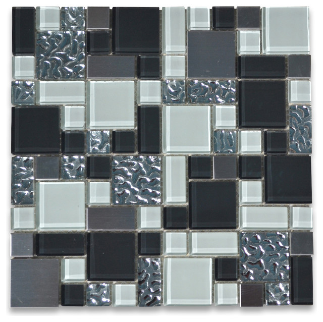Gray White Glass Mix Electroplate And Stainless Steel Paragon Mosaic Gray White Glass Mix Electroplate And Stainless Steel Paragon Mosaic Tile Contemporary By Stone Center