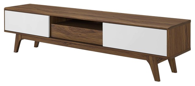 stout waterval Vegen Modern Media TV Stand Console Table, Wood, Natural Brown White - Midcentury  - Entertainment Centers And Tv Stands - by House Bound | Houzz