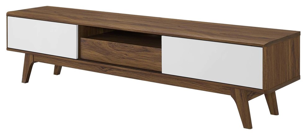 Modern Media TV Stand Console Table, Wood, Natural Brown White - Midcentury  - Entertainment Centers And Tv Stands - by House Bound | Houzz