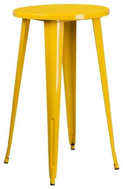 Bowery Hill Metal Patio Bistro Table in Yellow - Contemporary - Outdoor ...