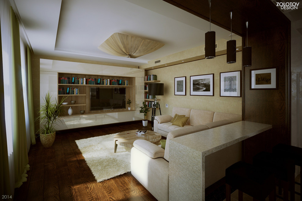 Гостиная совмещенная с кухней