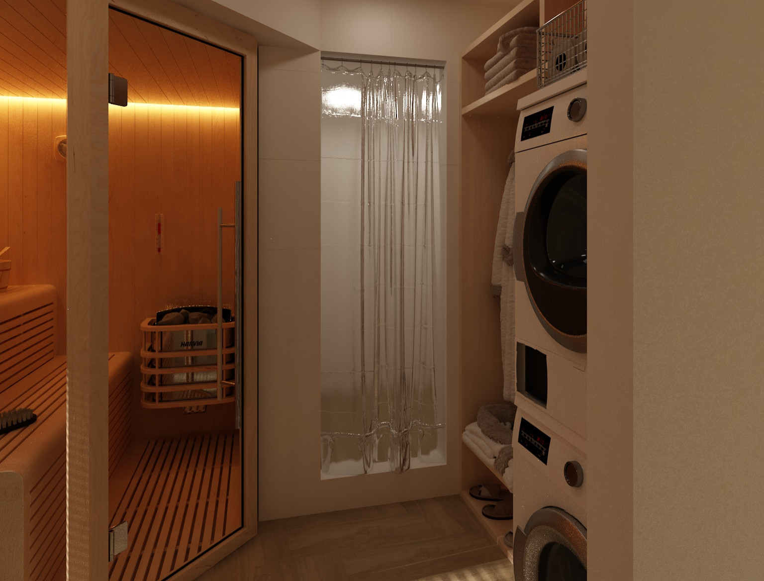 Сауна и комната отдыха в загородном доме