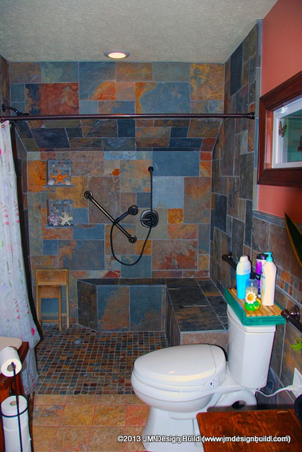 Custom Tile Stand  up  Shower  Contemporary Bathroom  