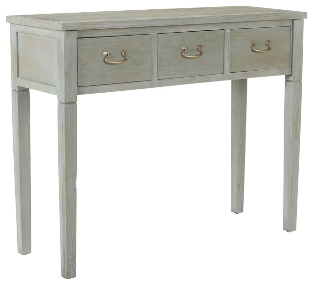 French Country Console Table, Elm Wood Construction With 3 Storage