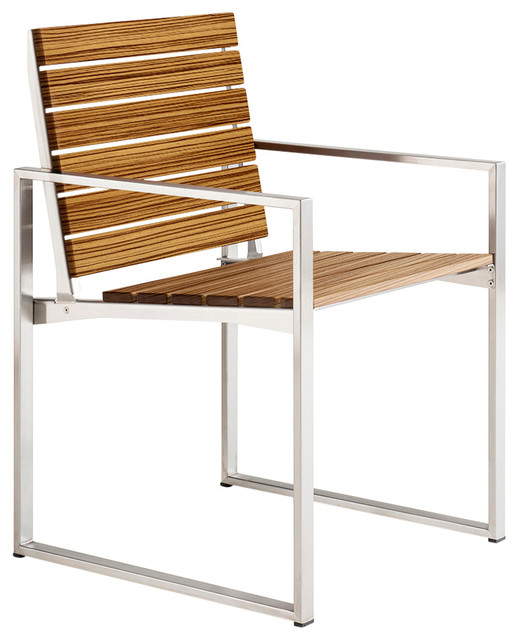 Sella Contemporary Garden Dining Chair With Arms - Modern 