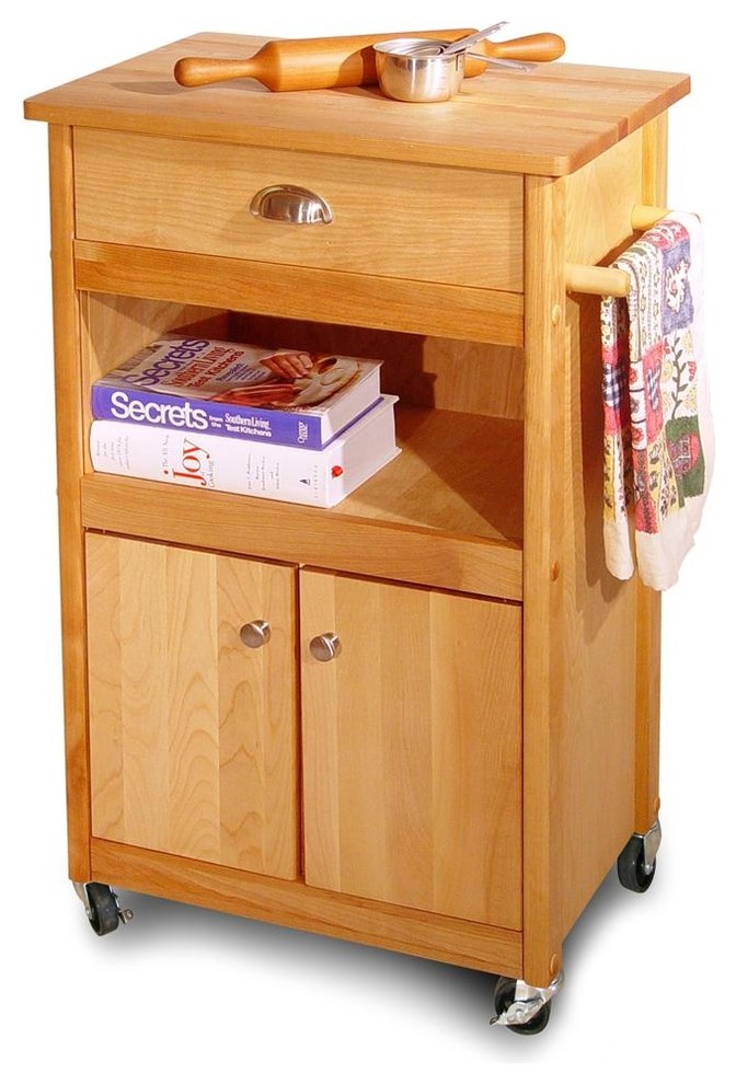 Catskill Birch Hardwood Cuisine Butcher Block Kitchen Cart in Natural
