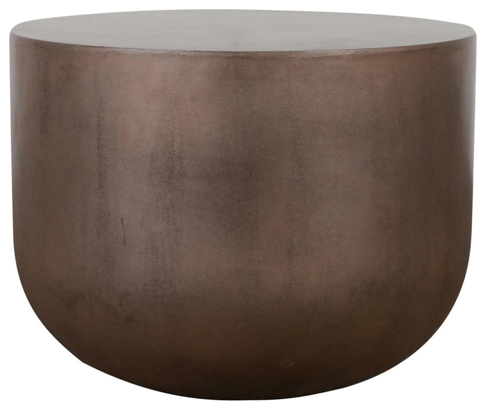 Bronze Cement Drum Outdoor Side Table Contemporary Outdoor Side