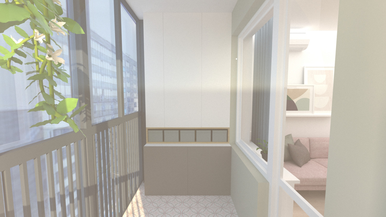 Маленькая цветная евродвушка в ЖК "Артлайн" в нежных тонах