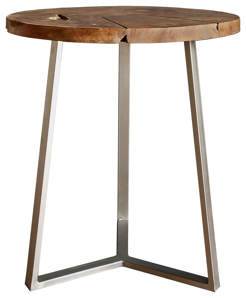 Leon Reclaimed Teak Wood Side/ End Table Transitional Side Tables