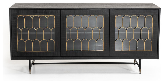Modrest Natalie Modern Black Acacia And Antique Br Buffet Modrest Natalie Modern Black Acacia And Antique Br Buffet