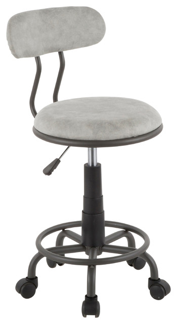 Lumisource Swift Task Chair, Gray Metal and Light Gray PU Leather