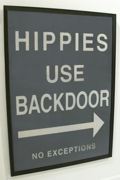 Hippies Use Back Door reproduction vintage poster