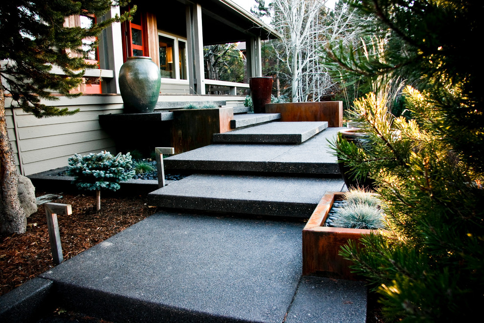 This is an example of a large contemporary front yard partial sun garden for winter in Other.