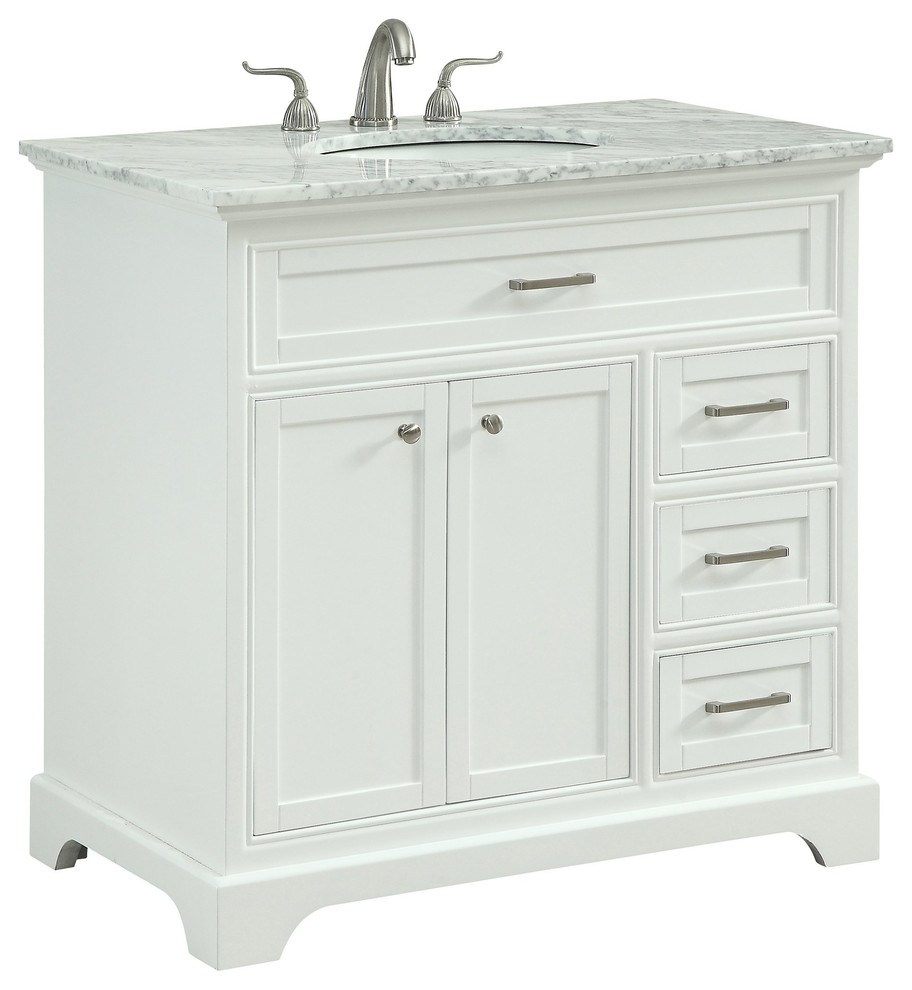 36" Single Bathroom Vanity Set, White Contemporary Bathroom