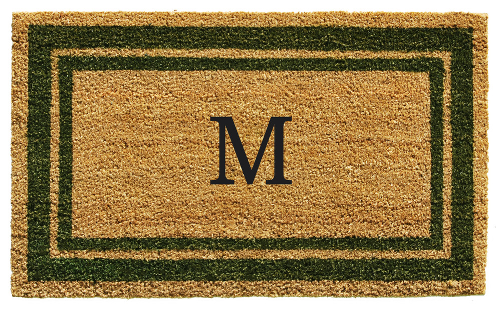 Sage Green Border 24"x36" Monogram Doormat, Letter M