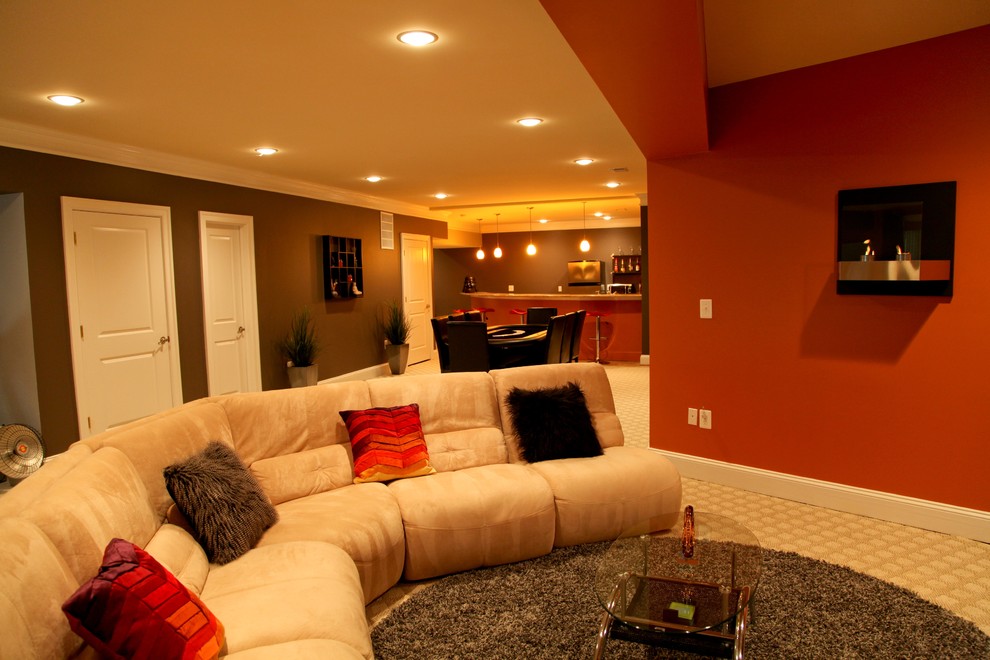 This is an example of a contemporary family room in DC Metro.