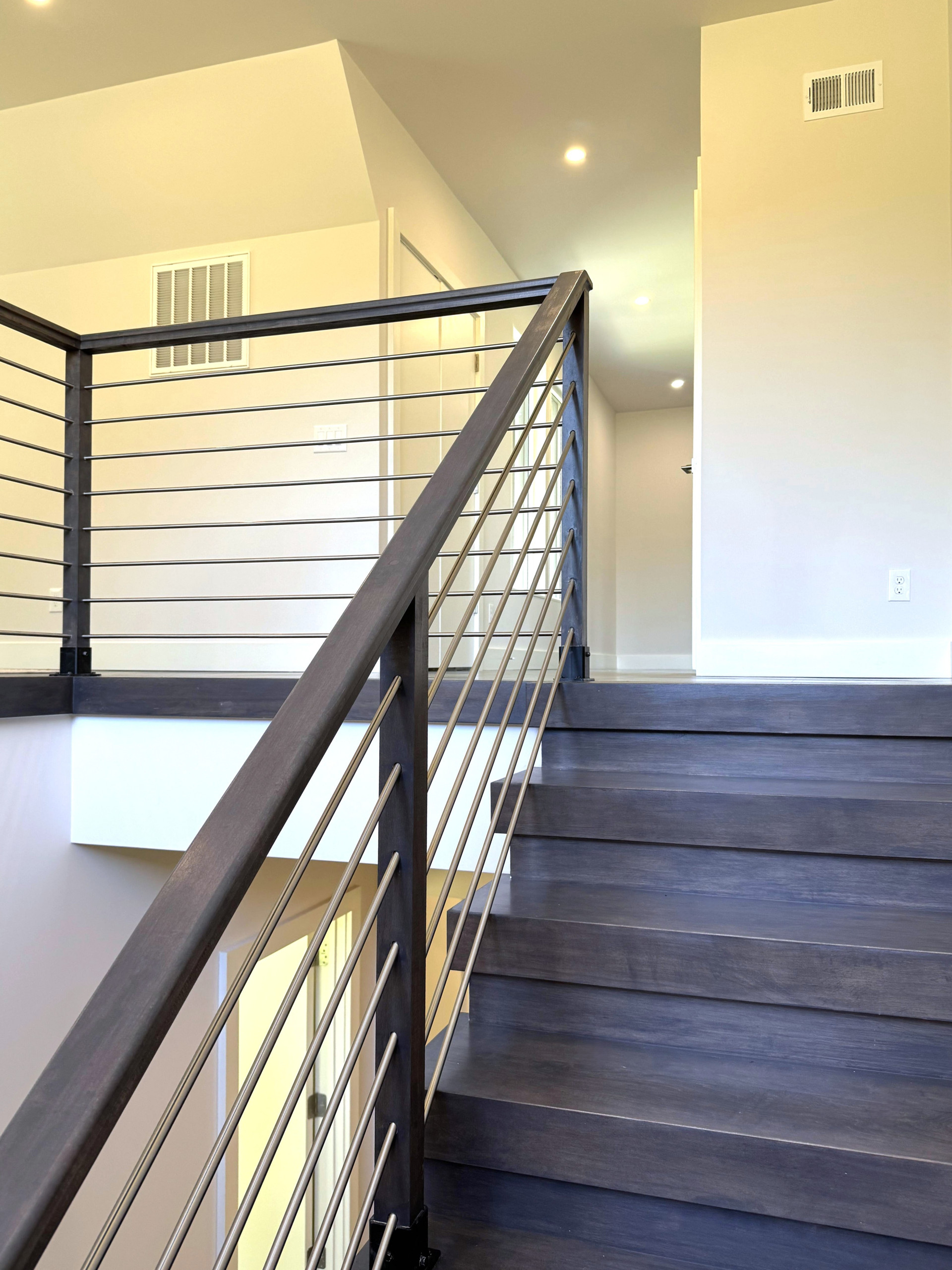 137_Transitional Maple Staircase with Stainless Steel Rail, Clifton, VA 2014