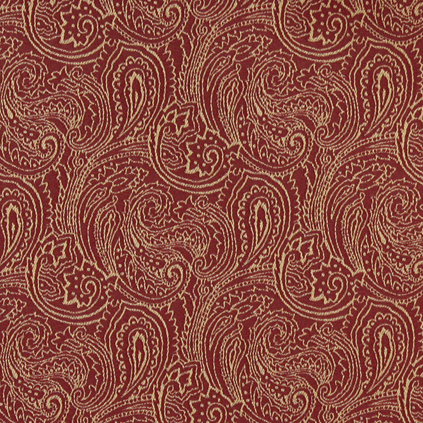 Red, Traditional Abstract Paisley Designed Woven Upholstery Fabric By ...