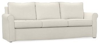 Cameron Roll Arm Slipcovered Grand Sofa, Polyester Wrap Cushions, Washed Linen/C