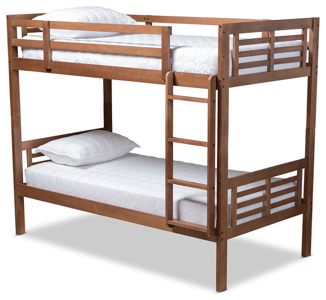 Lavonne Modern and Contemporary Walnut Brown Wood Twin Bunk Bed