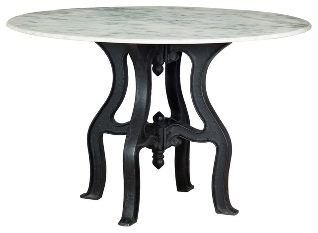  White Marble Top Round Dining Table 48quot;  Industrial  Dining Tables