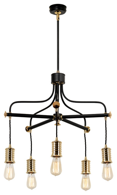 Douille Chandelier, Black and Polished Brass
