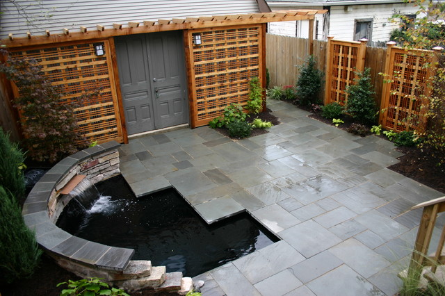 Tiny Yard With Koi Pond Contemporary Patio Chicago By