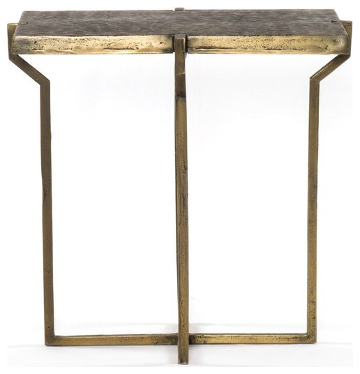 Beatrice End Table, Embossed Brass Contemporary Side Tables And End Tables by Luxury
