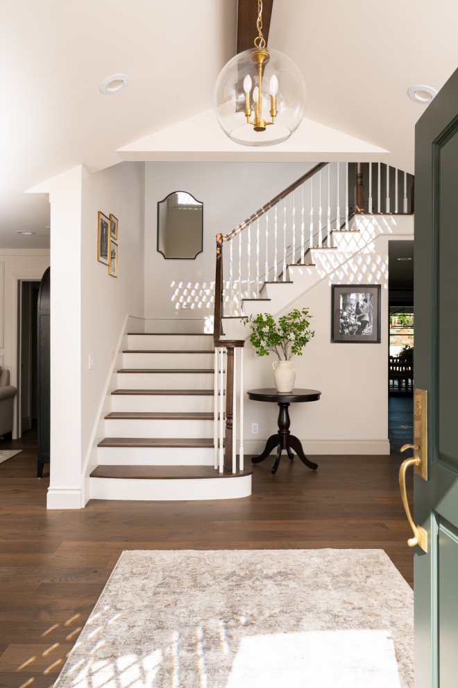Example of a transitional staircase design in Orange County