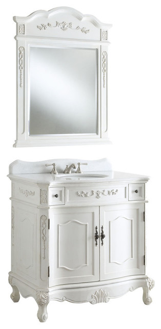36 Traditional Antique Style White Fairmont Sink Vanity With Mirror 36 Traditional Antique Style White Fairmont Sink Vanity With Mirror