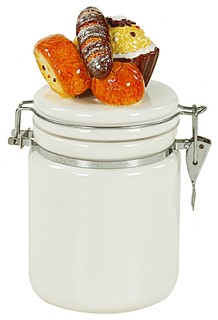 Round Ceramic Jar With Bread Handle And Airtight Seal Country Kitchen Canisters And Jars By Lorenzon Gift Srl Houzz Uk