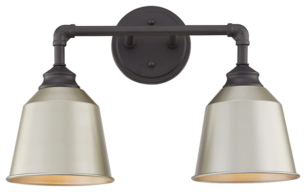 Light Vanity Light in Burning Gray with Painted Slive Metal Shade