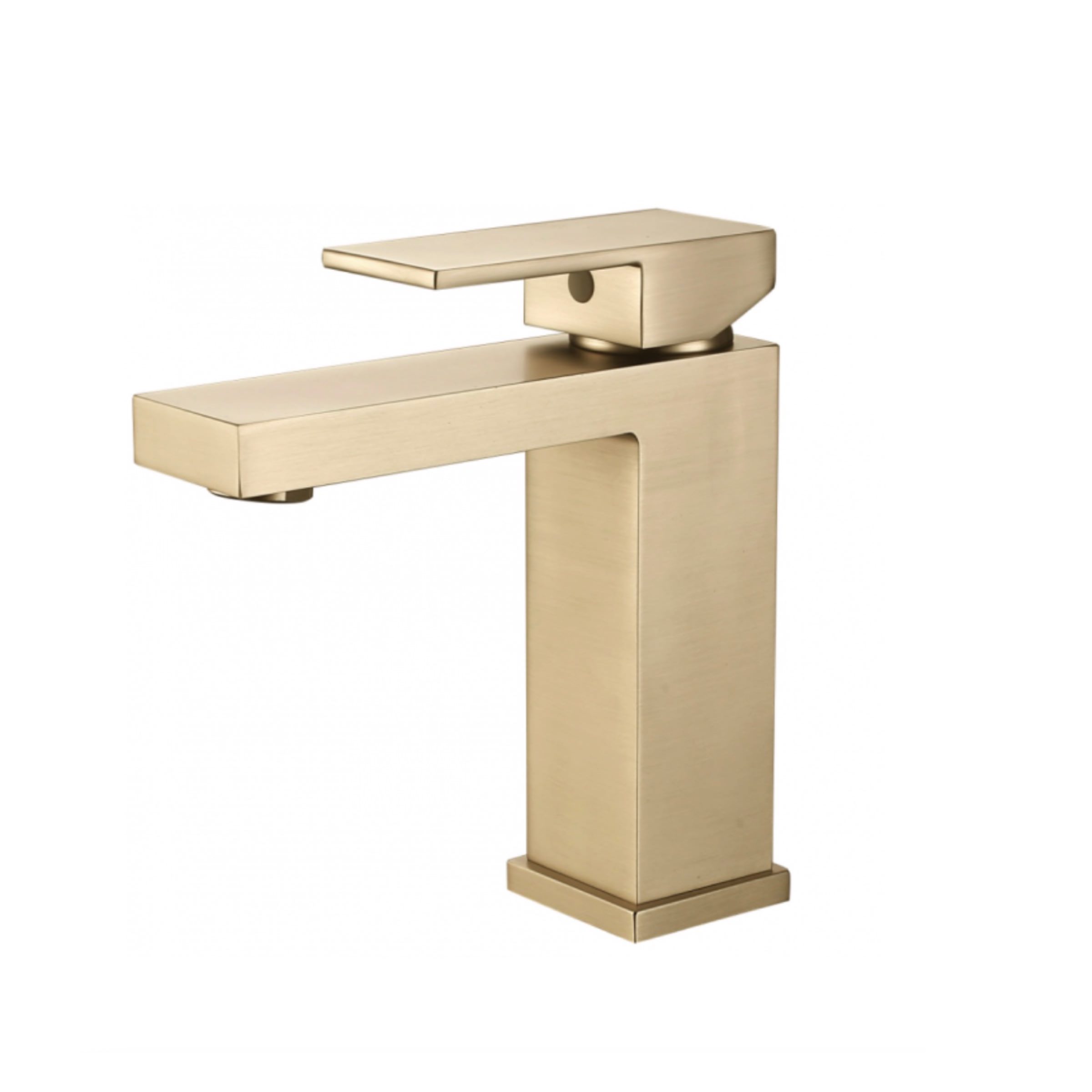 Single Handle Basin Faucet, In Brushed Gold.  Finishes: Matte Black, Brushed Nickel, & Chrome (RA- 4113BG)