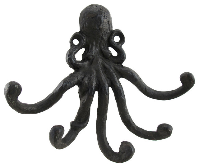 Spi Home Cast Iron Octopus Decorative Wall Mounted Key Rack Hook