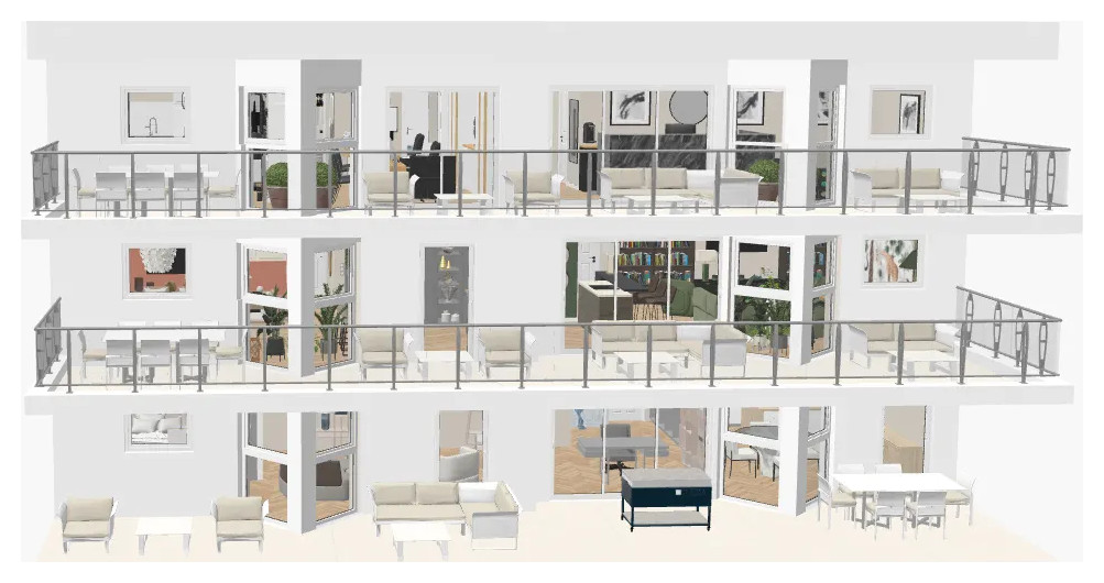 Rénovation complète, réunification de plusieurs appartements d'un petit immeuble