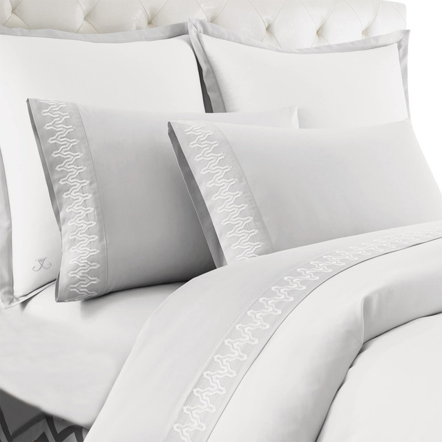 Jill Rosenwald Plimpton Flame Embroidered Twin Gray Sheet Set Jill Rosenwald Plimpton Flame Embroidered Twin Gray Sheet Set Contemporary And Pillowcase Sets By Westpoint Home