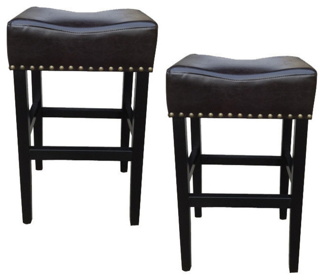Gdf Studio Chantal Bonded Leather Studded Accent Bar Stools Set Of Gdf Studio Chantal Bonded Leather Studded Accent Bar Stools Set Of 2 Transitional And Counter By Gdfstudio