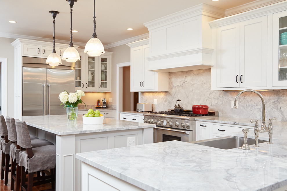 Example of a beach style kitchen design in Boston